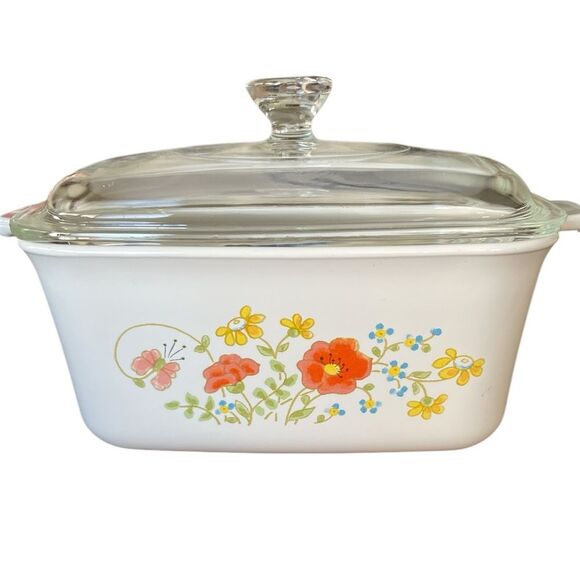 Vintage Corningware Wildflower 1970s Pyroceram Ceramic Glass Lid USA - Picture 1 of 7